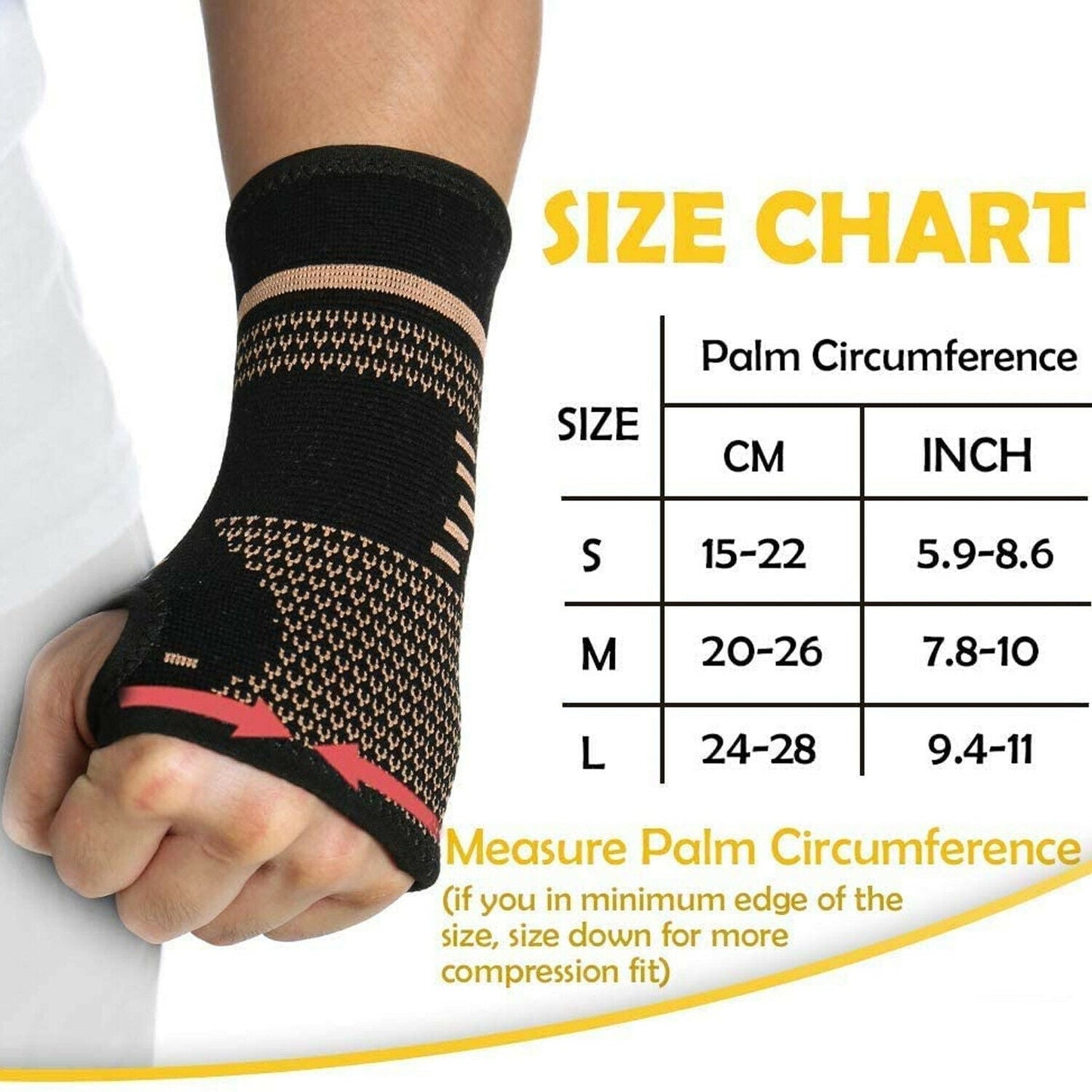 Copper Wrist + Hand Compression Brace