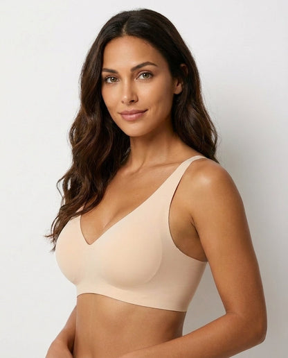 Sunlite Seamless V Neck Wireless Push Up Bra Nude Side