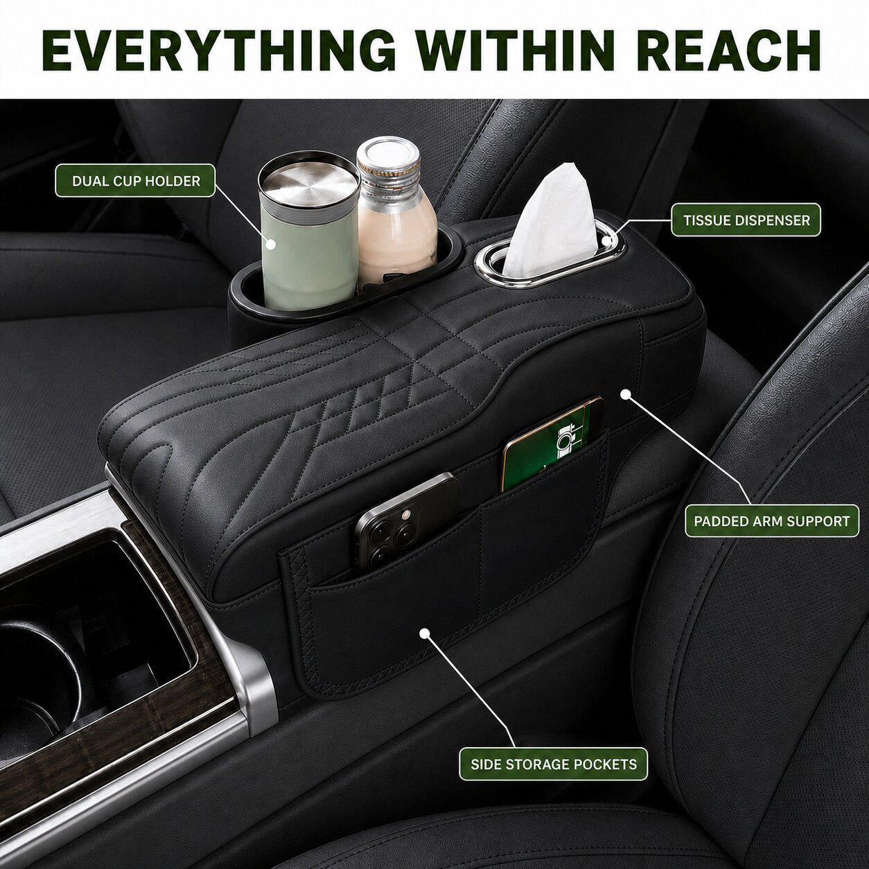 CloudRest 5-in-1 Car Armrest Cushion & Organizer