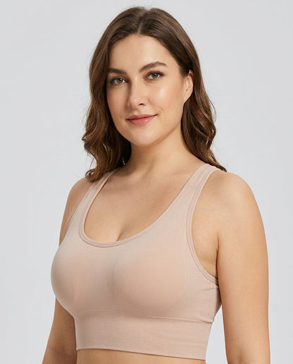 Alina Open Back Longline Sports Bra Soft Nude Hero Front New Zealand model