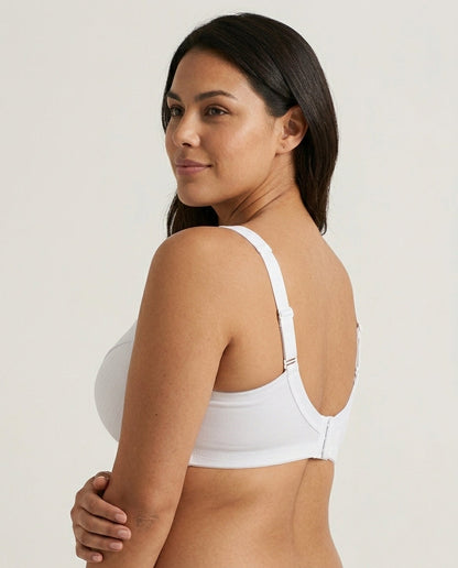 Anna Front Button Wirefree Nursing Bra White Back Hook Strap Detail