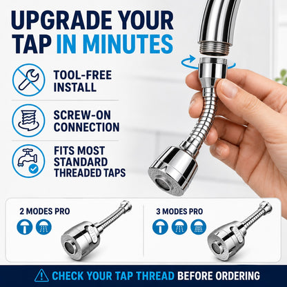 Upgrade your tap in minutes with a tool-free screw-on fit