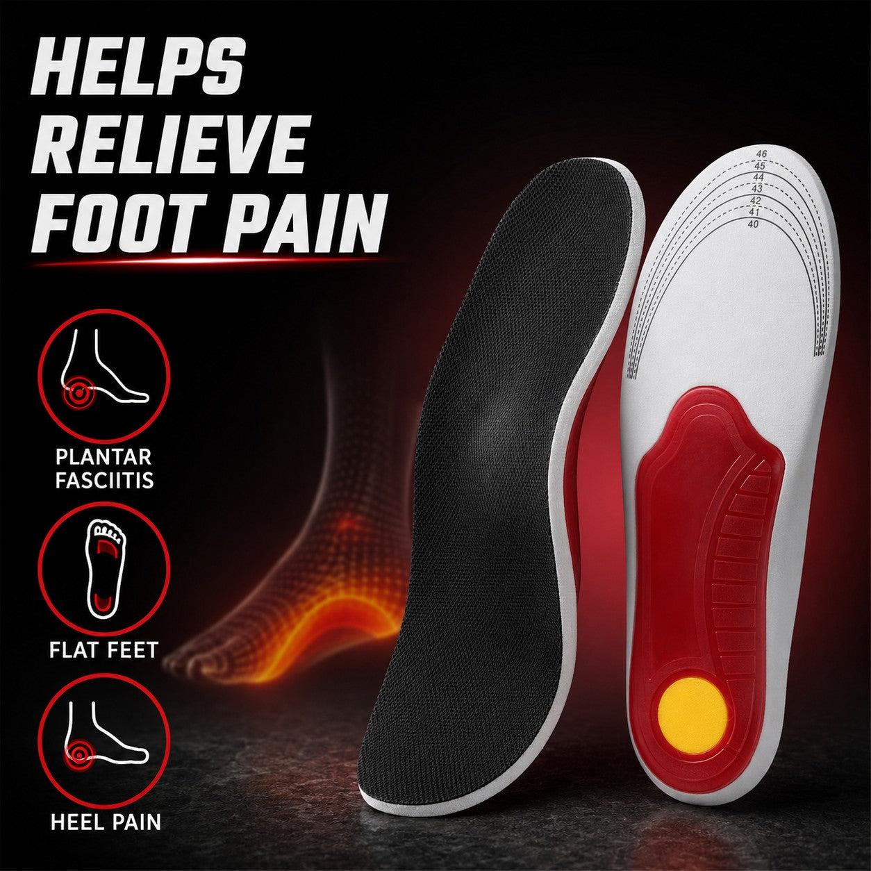 Helps relieve foot pain from plantar fasciitis, flat feet and heel pain