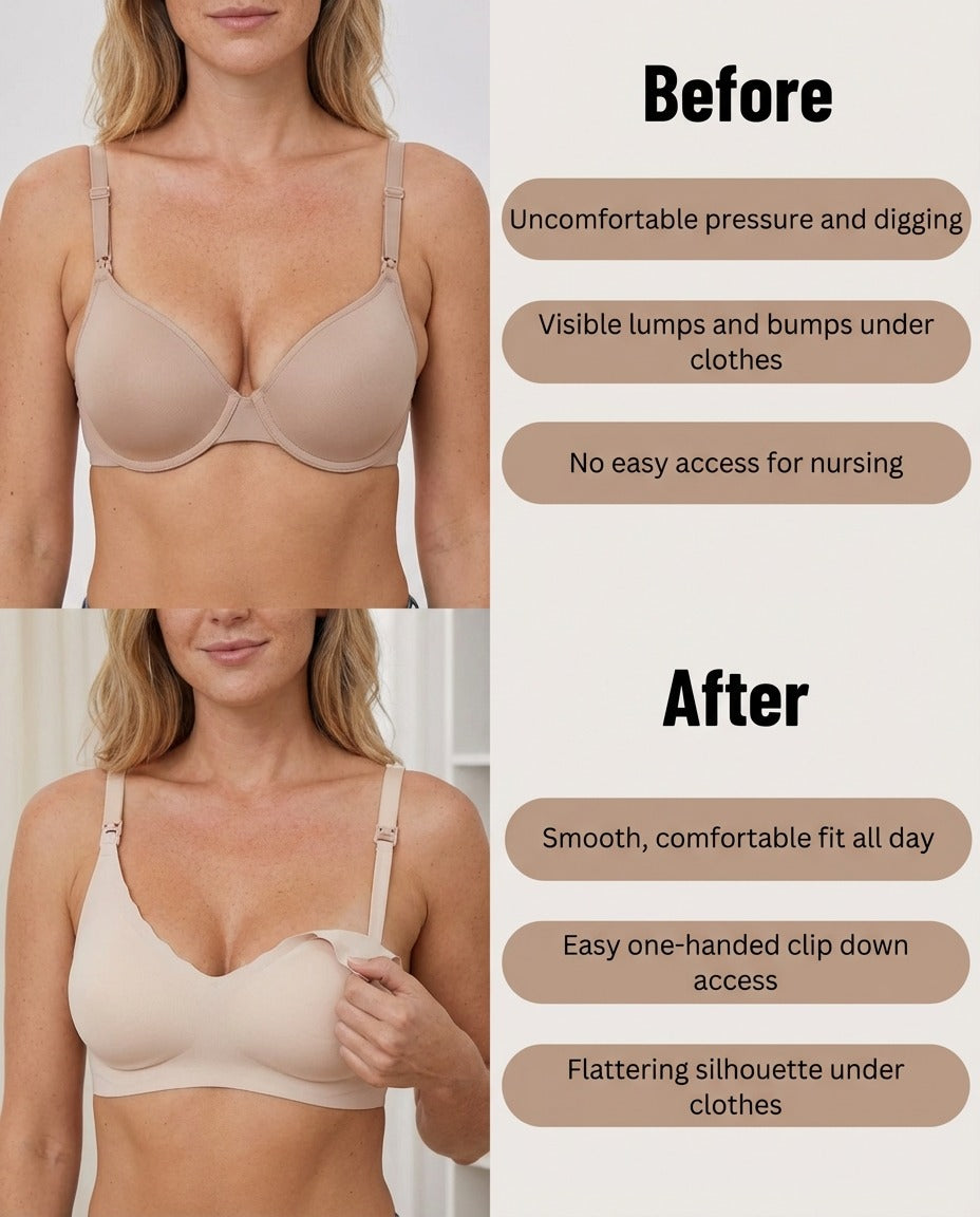 Aria Maternity Nursing Bra before and after comparison