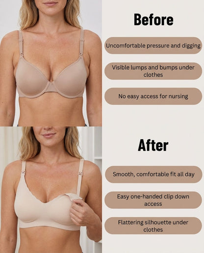 Aria Maternity Nursing Bra before and after comparison