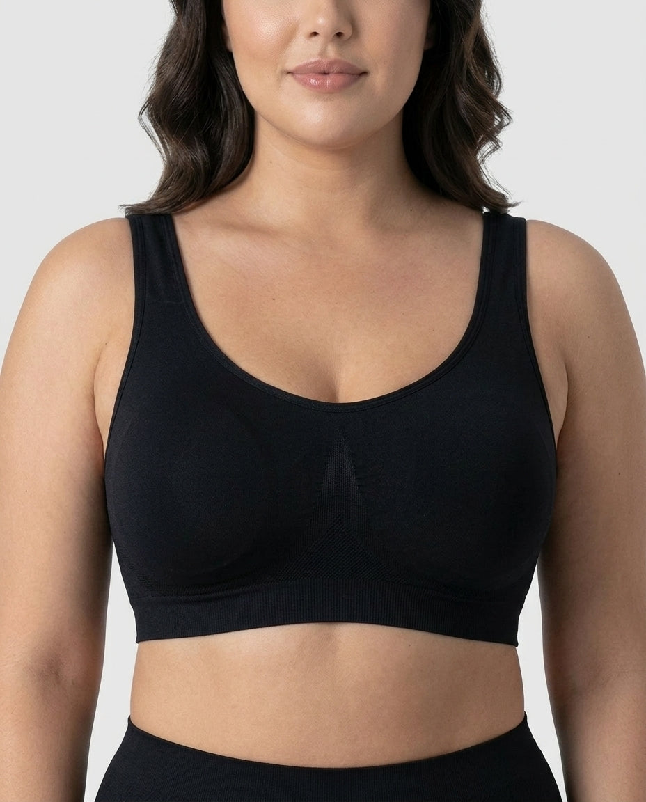 Arielle Wirefree Sleep Bra Black Front Close Product Detail