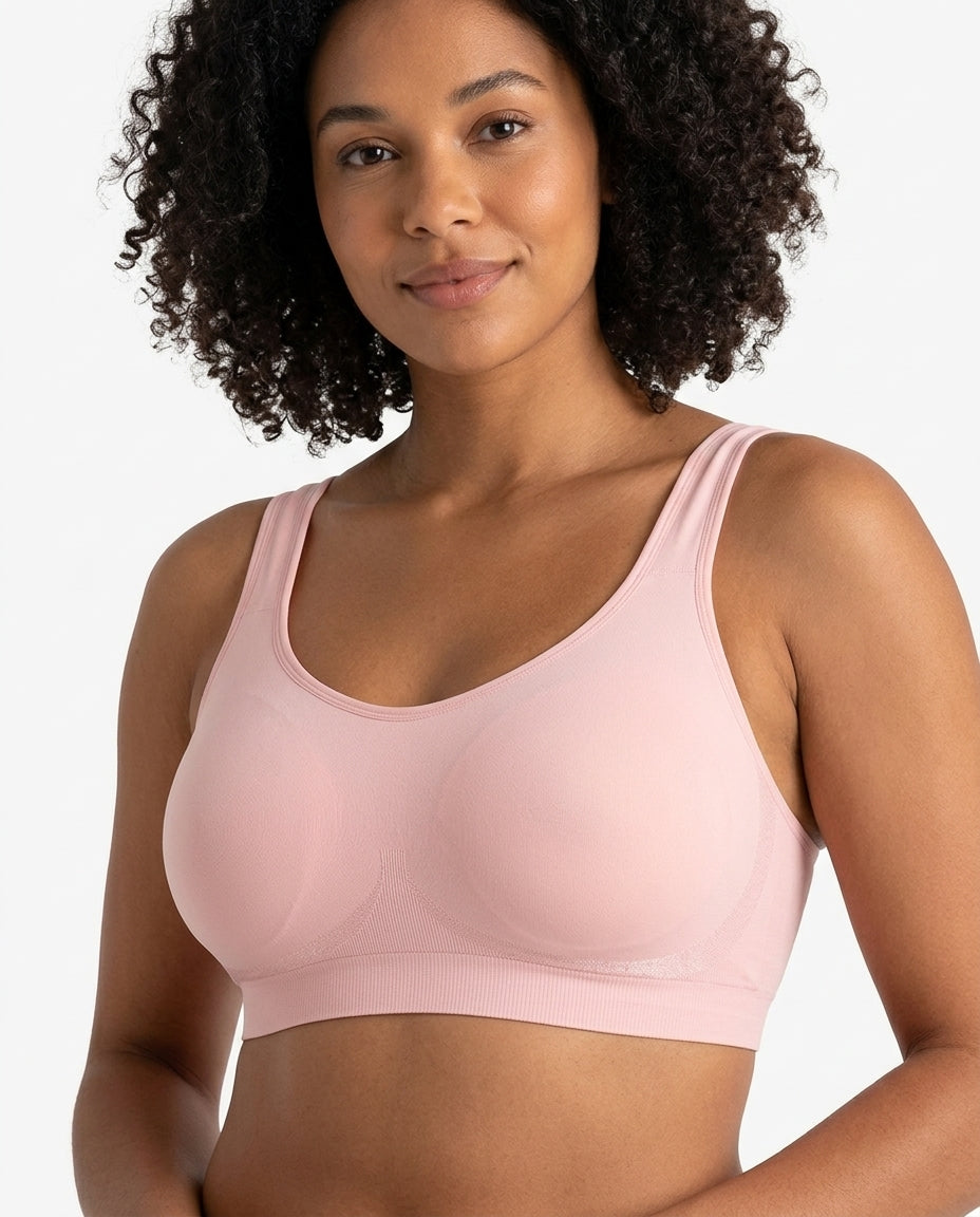 Arielle Wirefree Sleep Bra Soft Pink Hero Front Model
