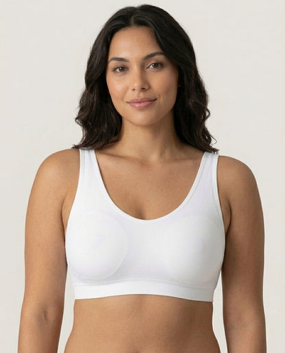 Arielle Wirefree Sleep Bra White Front Close Product Detail
