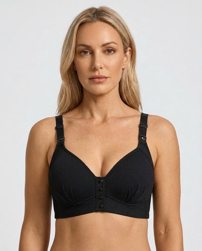 Aurelia Front-Closure Bra in black - front