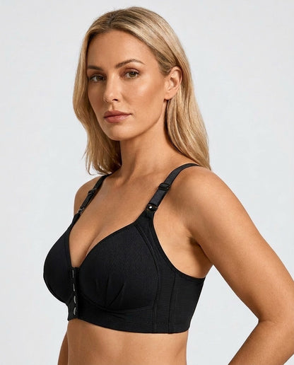 Aurelia Front-Closure Bra in black - side detail