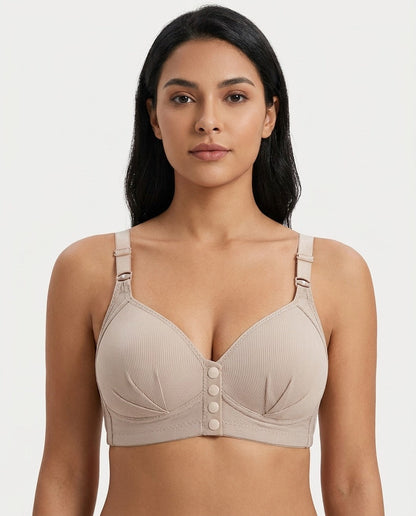 Aurelia Front-Closure Bra in nude - front lifted view