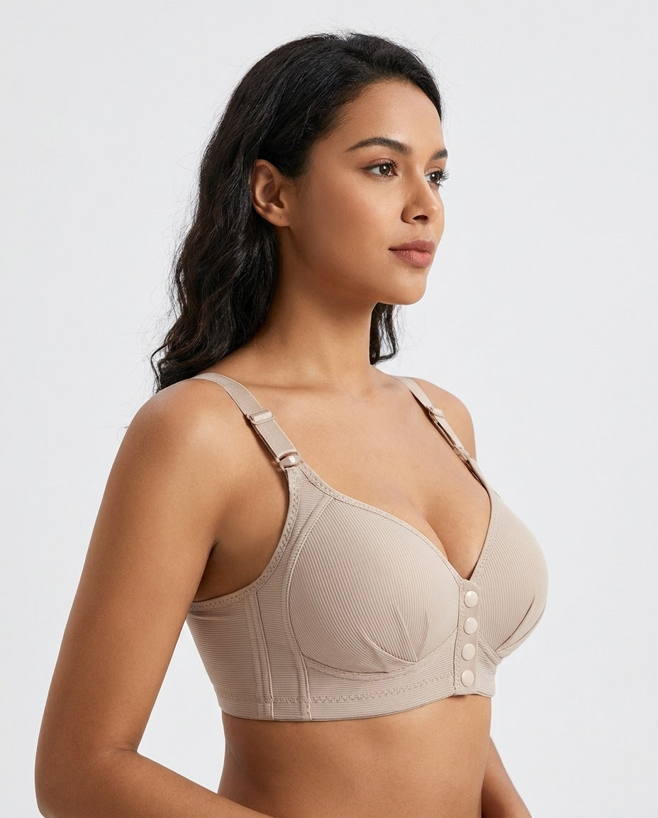 Aurelia Front-Closure Bra in nude - side lifted view