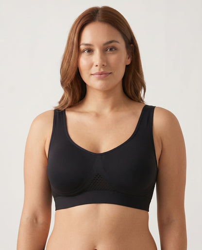 Ava Airflow Wirefree Comfort Bra Black Support Detail