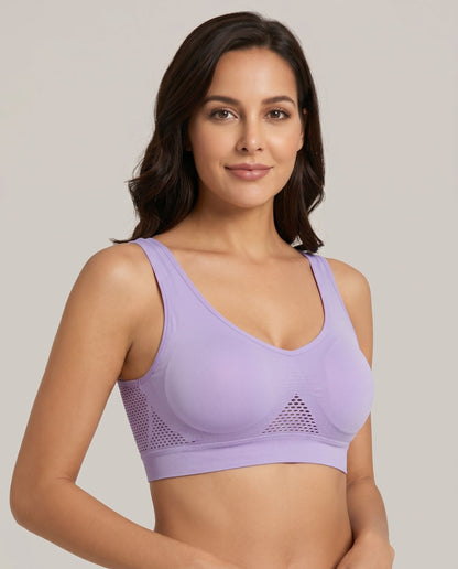 Ava Airflow Wirefree Comfort Bra Lavender Model Front