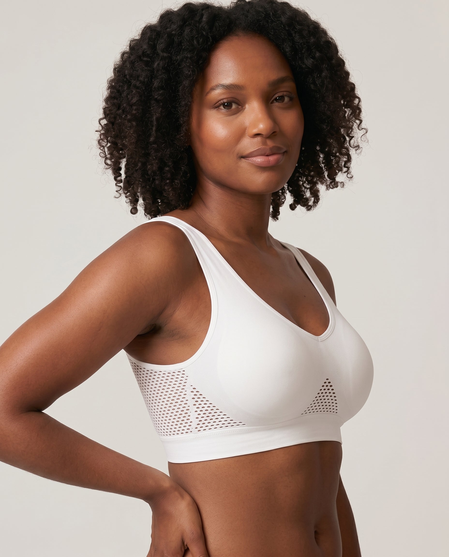 Ava Airflow Wirefree Comfort Bra White Side Airflow