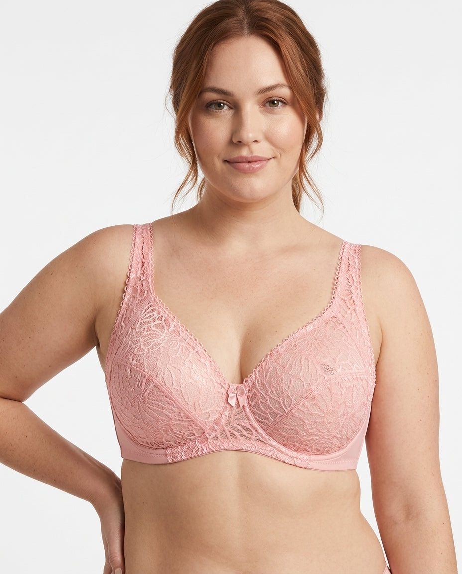 Bianca Floral Underwire Womens Bra Pink Hero Front Model