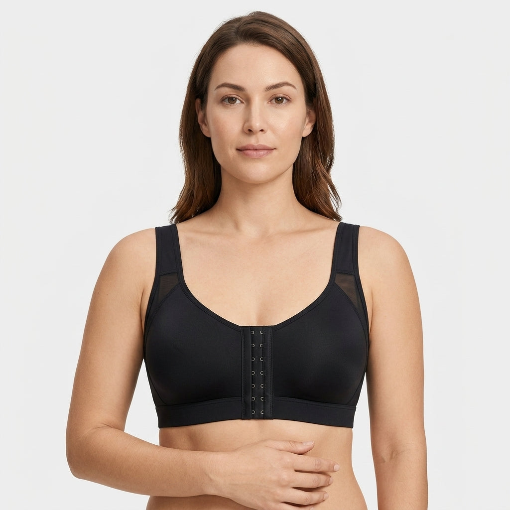 Calira Front Closure Full Coverage Bra Black Front