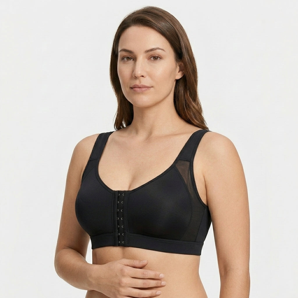Calira Front Closure Full Coverage Bra Black Three Quarter