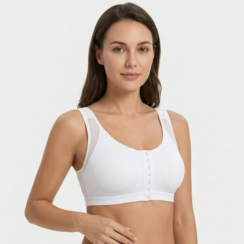 Calira Front Closure Full Coverage Bra White Three Quarter