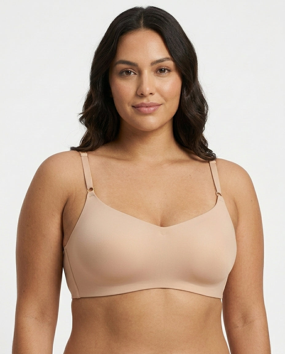 Clara Smooth Scoop Wirefree Bra Nude Front Close Detail