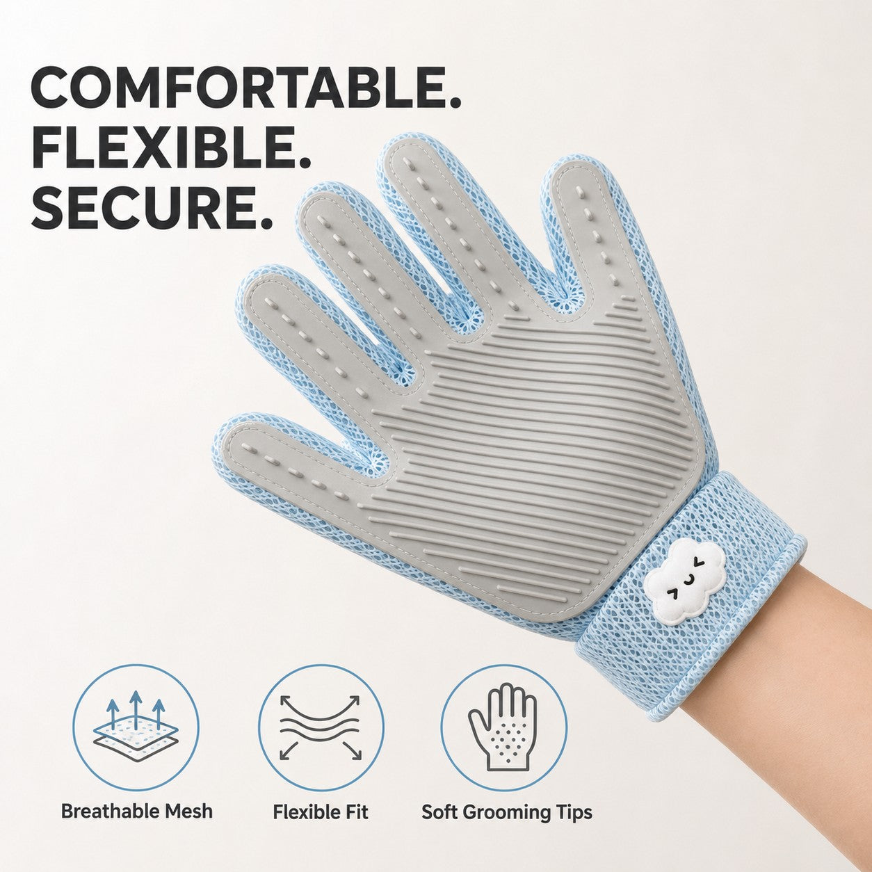 Comfortable flexible and secure breathable mesh glove