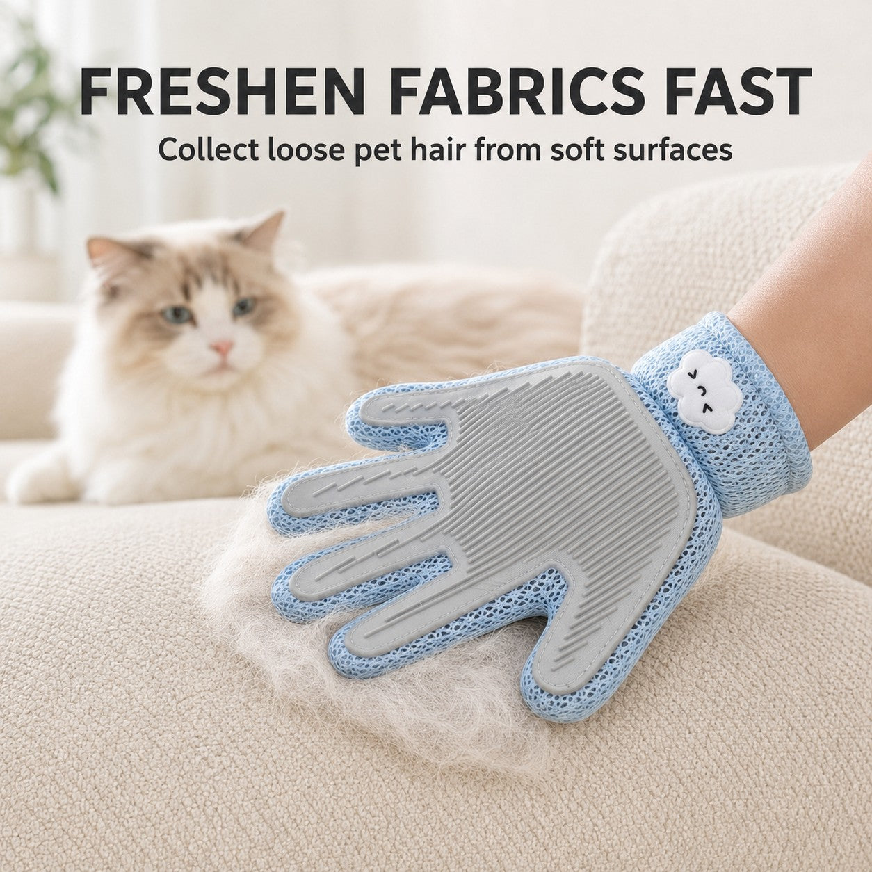 Collect loose pet hair from sofas and soft furnishings
