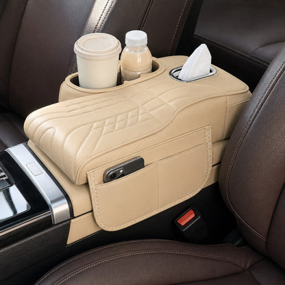 CloudRest 5-in-1 car armrest cushion and organizer in beige