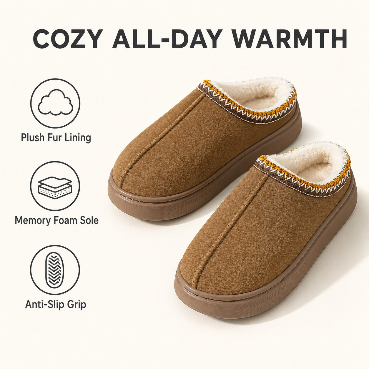 Cozy all-day warmth khaki slippers