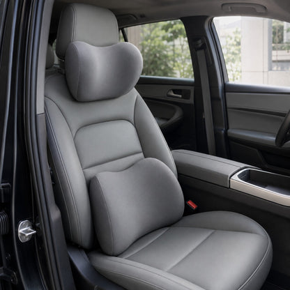ComfyRide neck and lumbar cushions fitted on a car seat