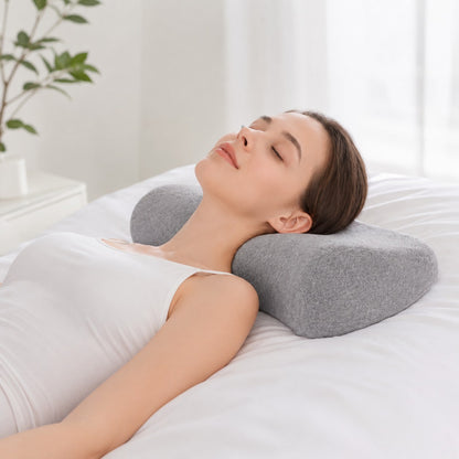 Woman sleeping on cervical pillow