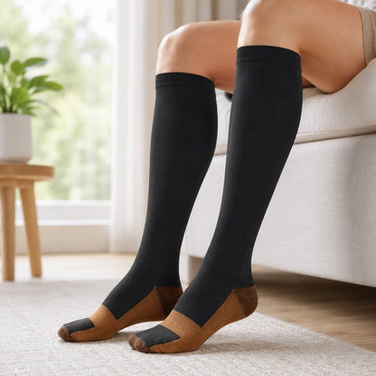 Copper Compression Socks worn - Black