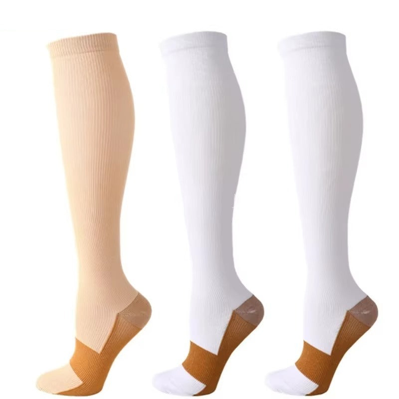 Copper Compression Socks - Nude and White