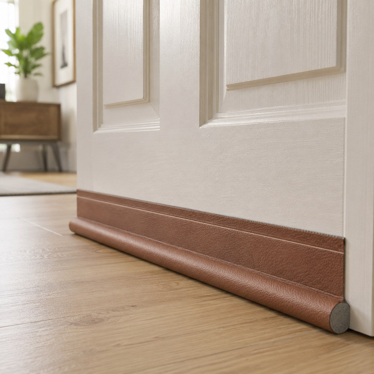 CosySeal draught stopper fitted to door in brown