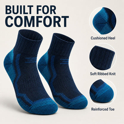 Built for comfort: cushioned heel, soft ribbed knit, reinforced toe