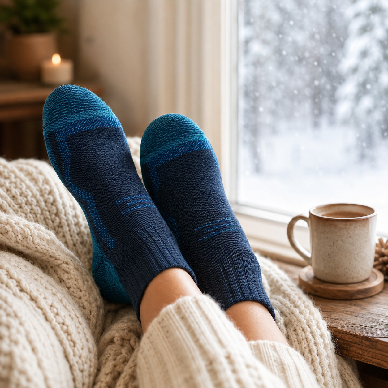 Cosy thermal wool socks relaxing at home