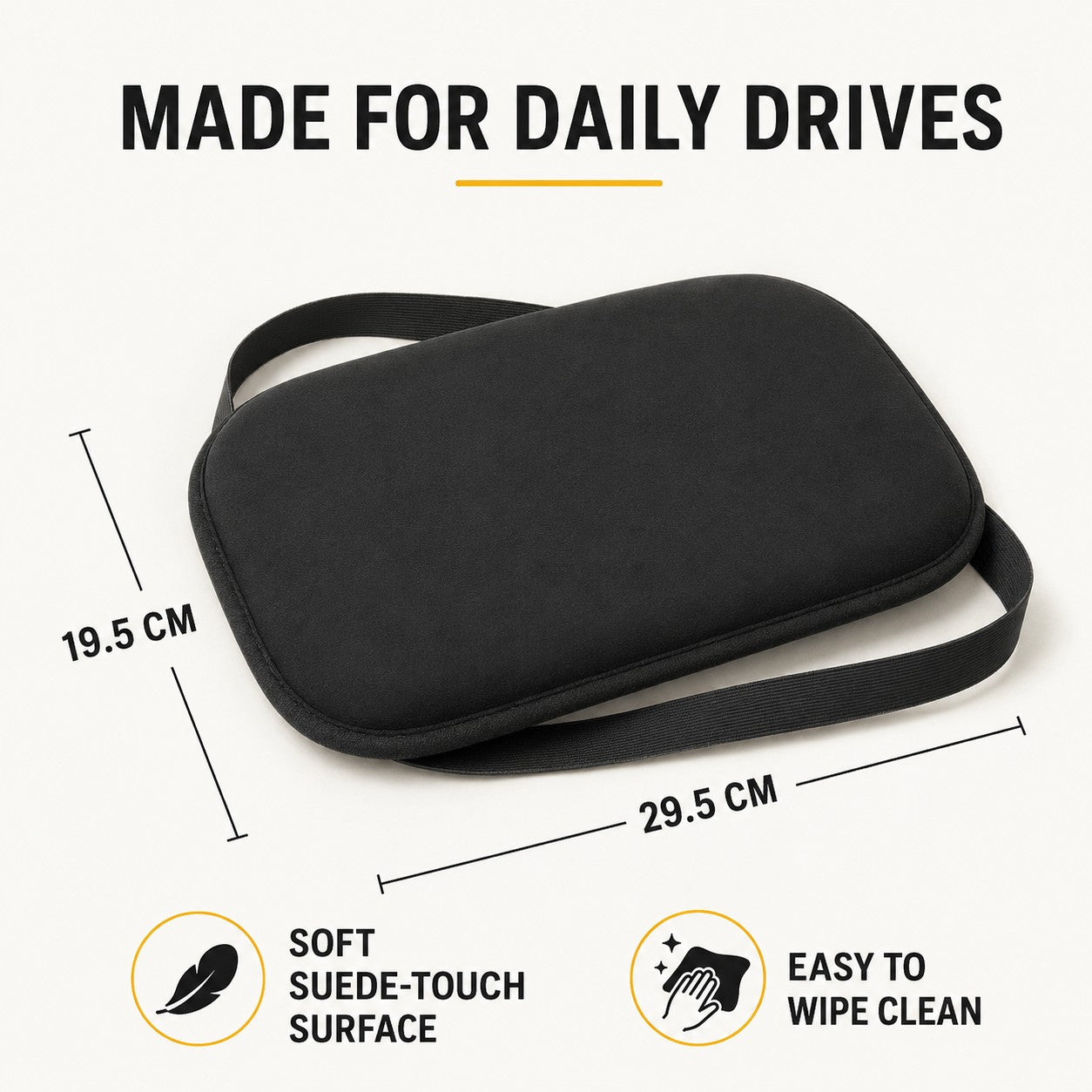 Made for daily drives - 29.5 by 19.5 cm soft suede-touch surface