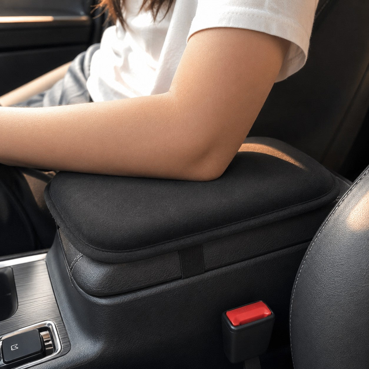 CushDrive armrest pad fitted on a car centre console