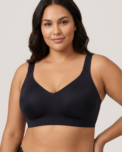 Dalia Plus Size Wirefree Support Bra Black Hero Front Model