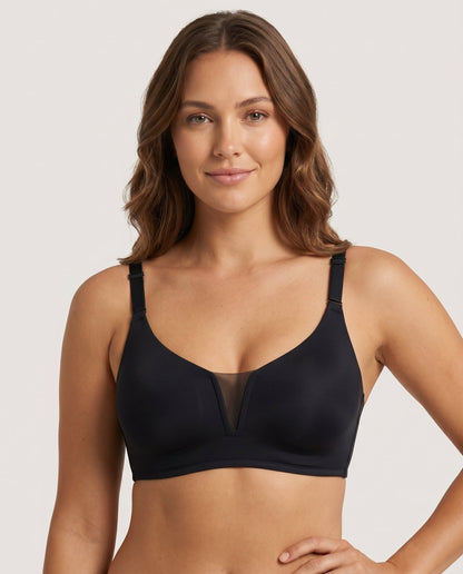 Demi Seamless Smoothing Wireless Bra Black Front