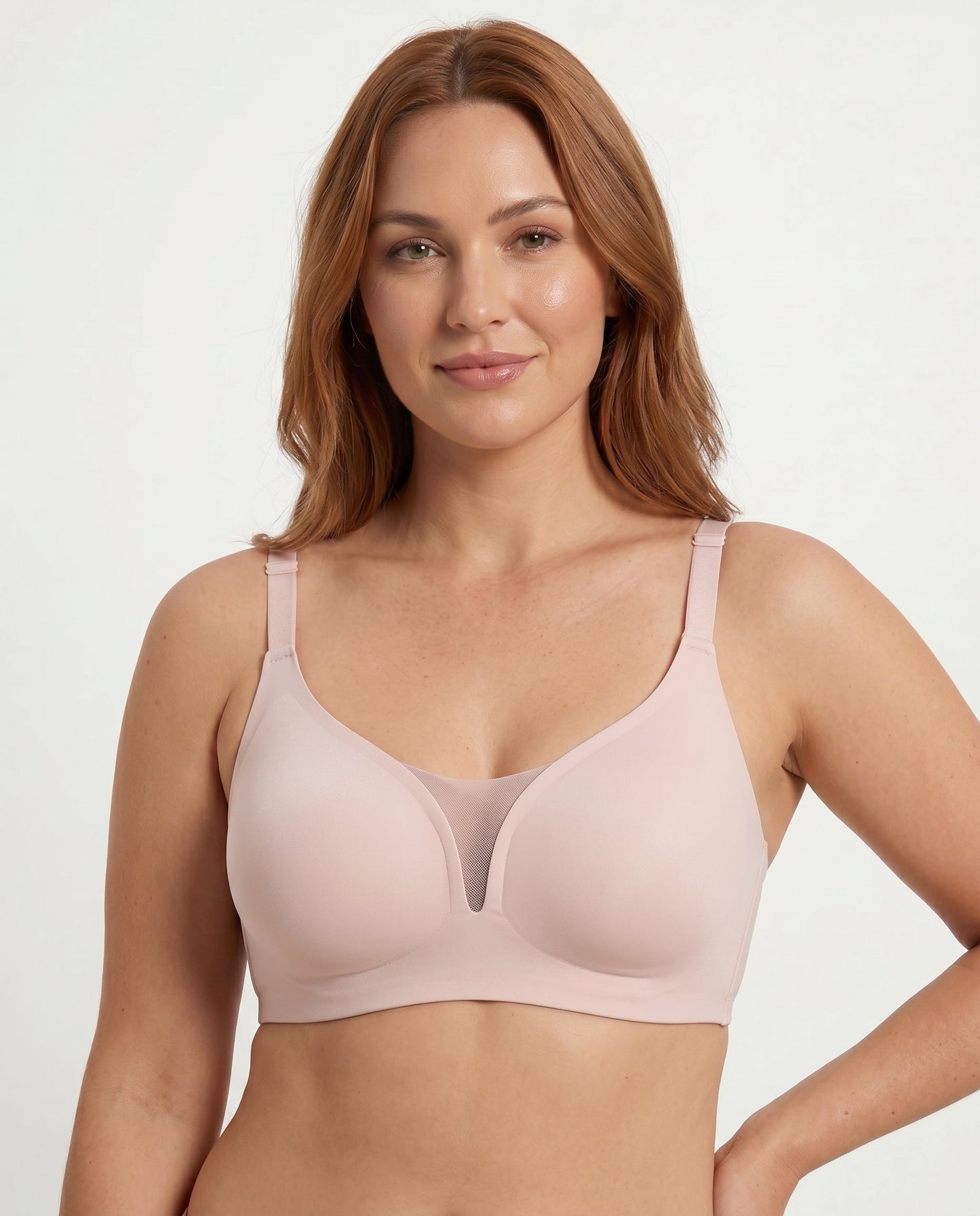 Demi Seamless Smoothing Wireless Bra Blush Pink Front