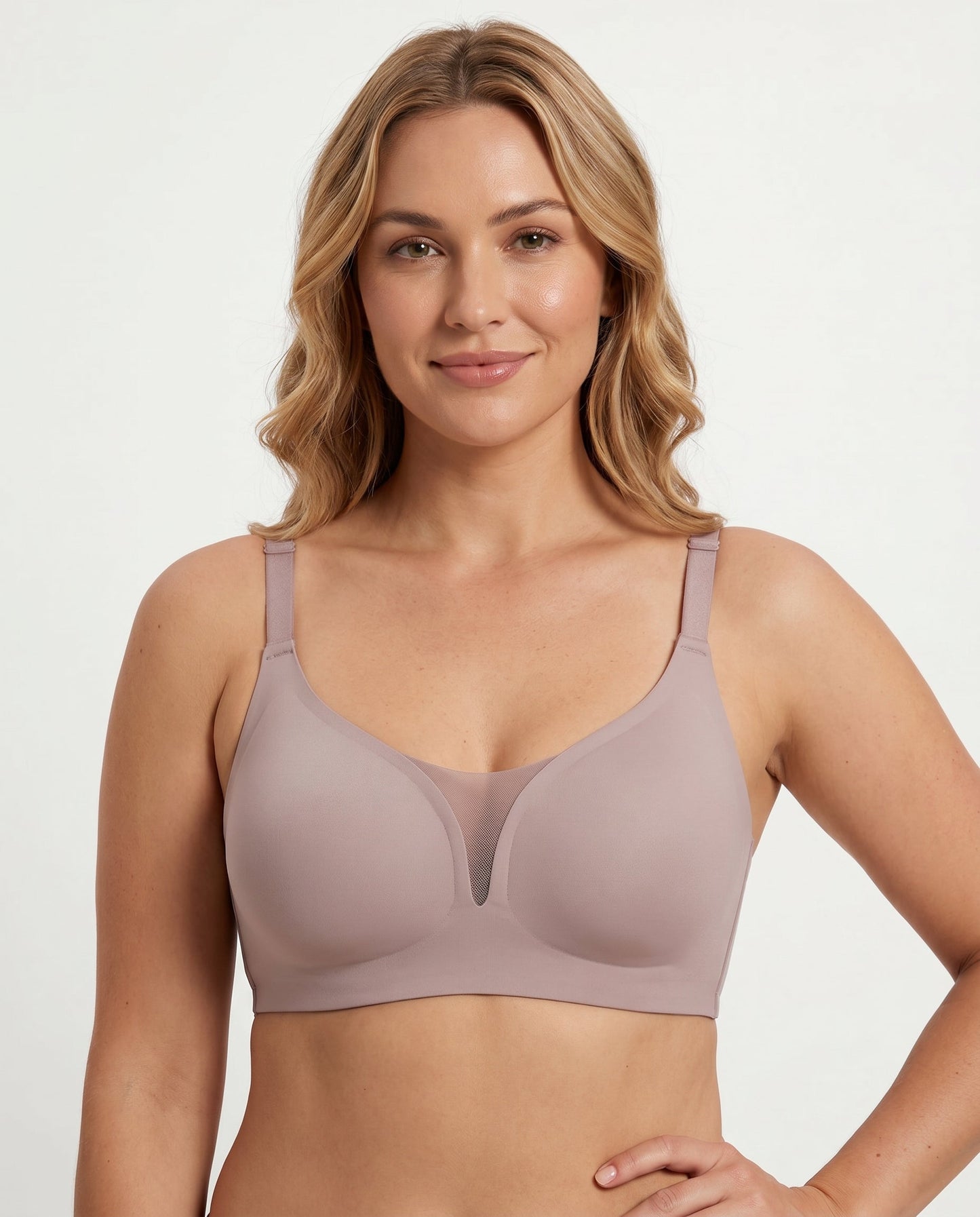Demi Seamless Smoothing Wireless Bra Dusty Mauve Front