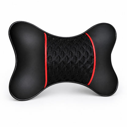 DriveRest car neck pillow in black with red stitching