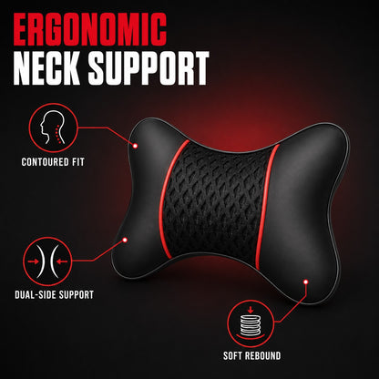 Ergonomic neck support with contoured fit and soft rebound