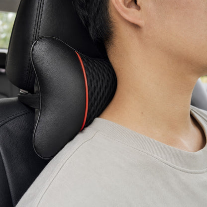 Close-up of the DriveRest pillow supporting the neck