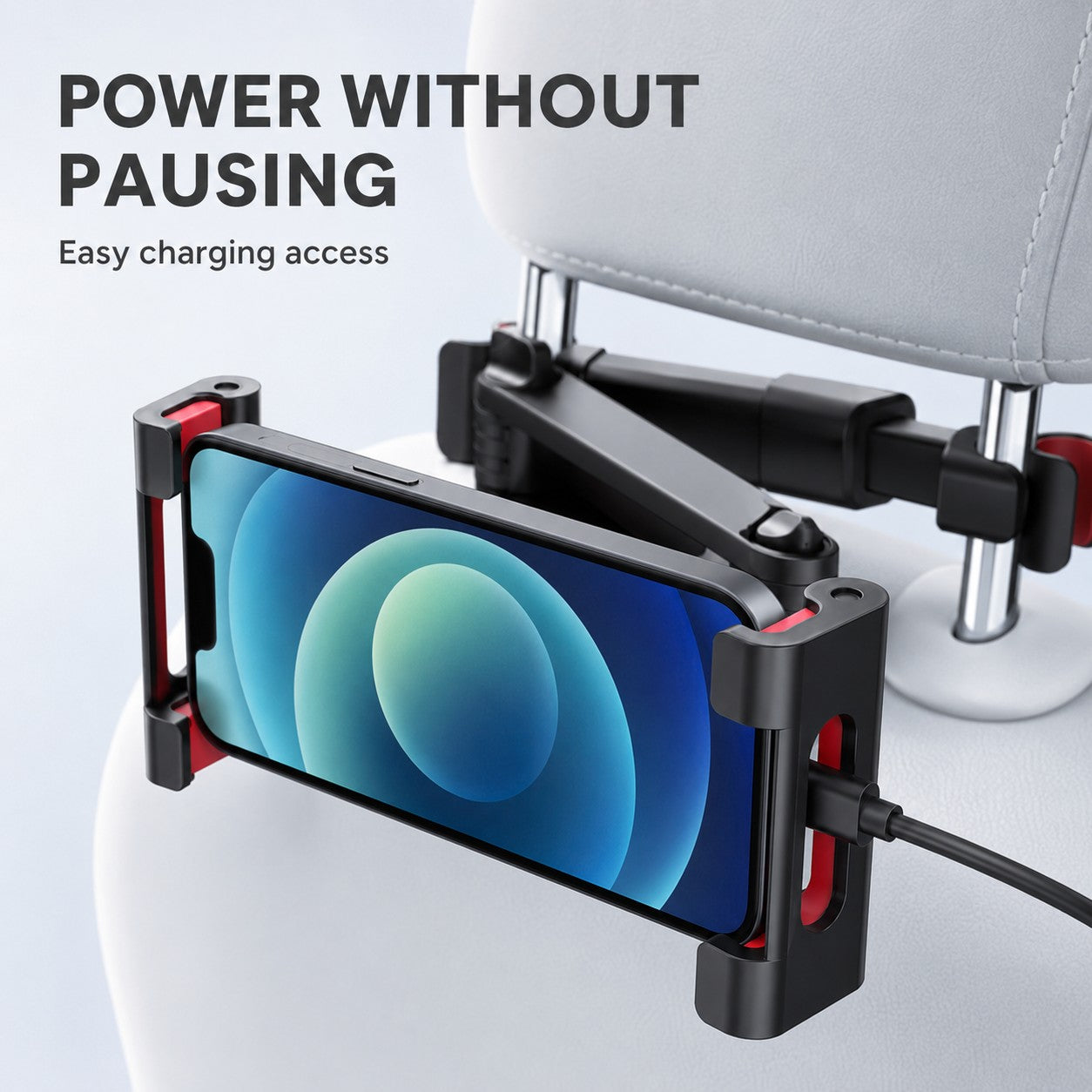 Open cutouts give easy charging access while mounted