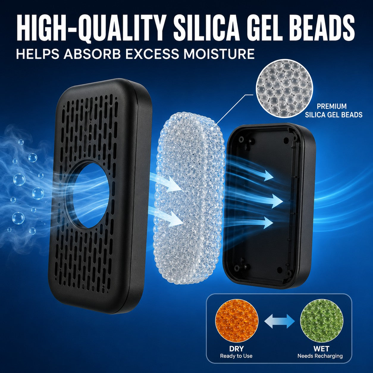High-quality rechargeable silica gel beads