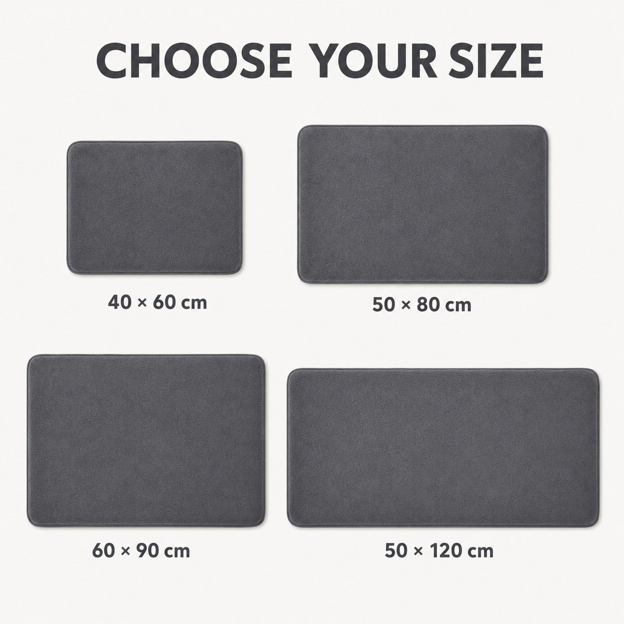 DrySoft bath mat size guide