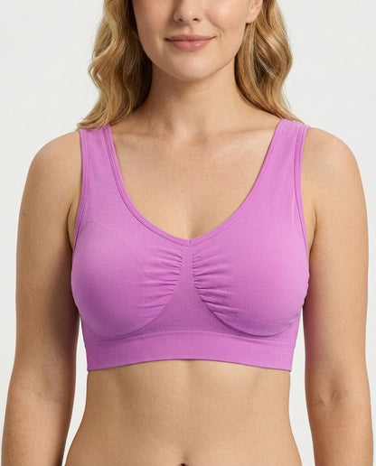 Eleni Ruched Wirefree Bralette Pink Ruched Detail