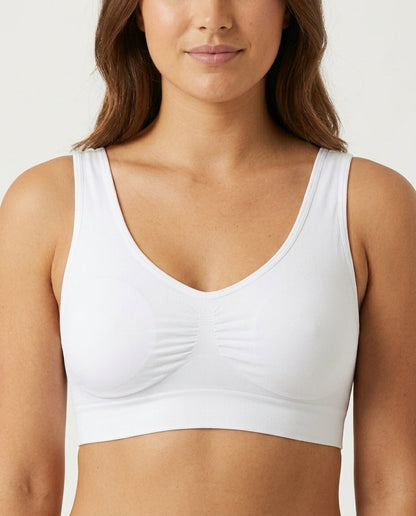 Eleni Ruched Wirefree Bralette White Ruched Detail