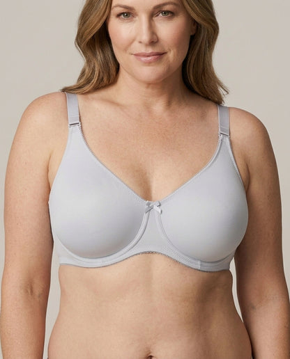 Elia Large Bust Full Coverage Support Bra Light Gray Front Close Product Detail